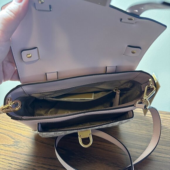 NWT New Michael Kors Manhattan Medium Leather and Logo Satchel - Picture 3 of 6